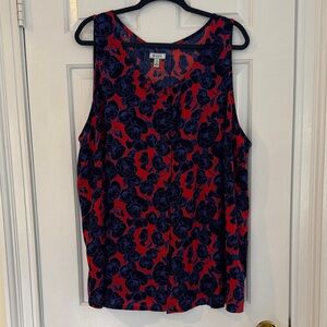 Susina Red and Navy Floral Tank Top